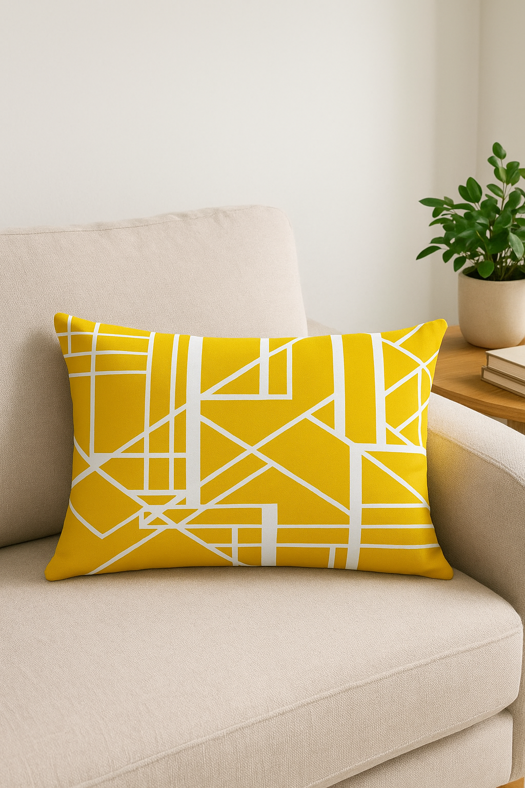 Yellow geometric throw pillow cover for stylish decor - view 2