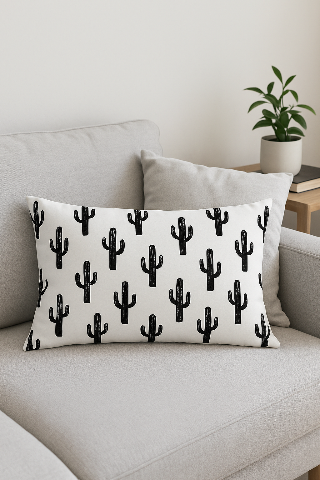 Black and White Marble Geometric Lumbar Pillow Cover, Design 6 - view 2