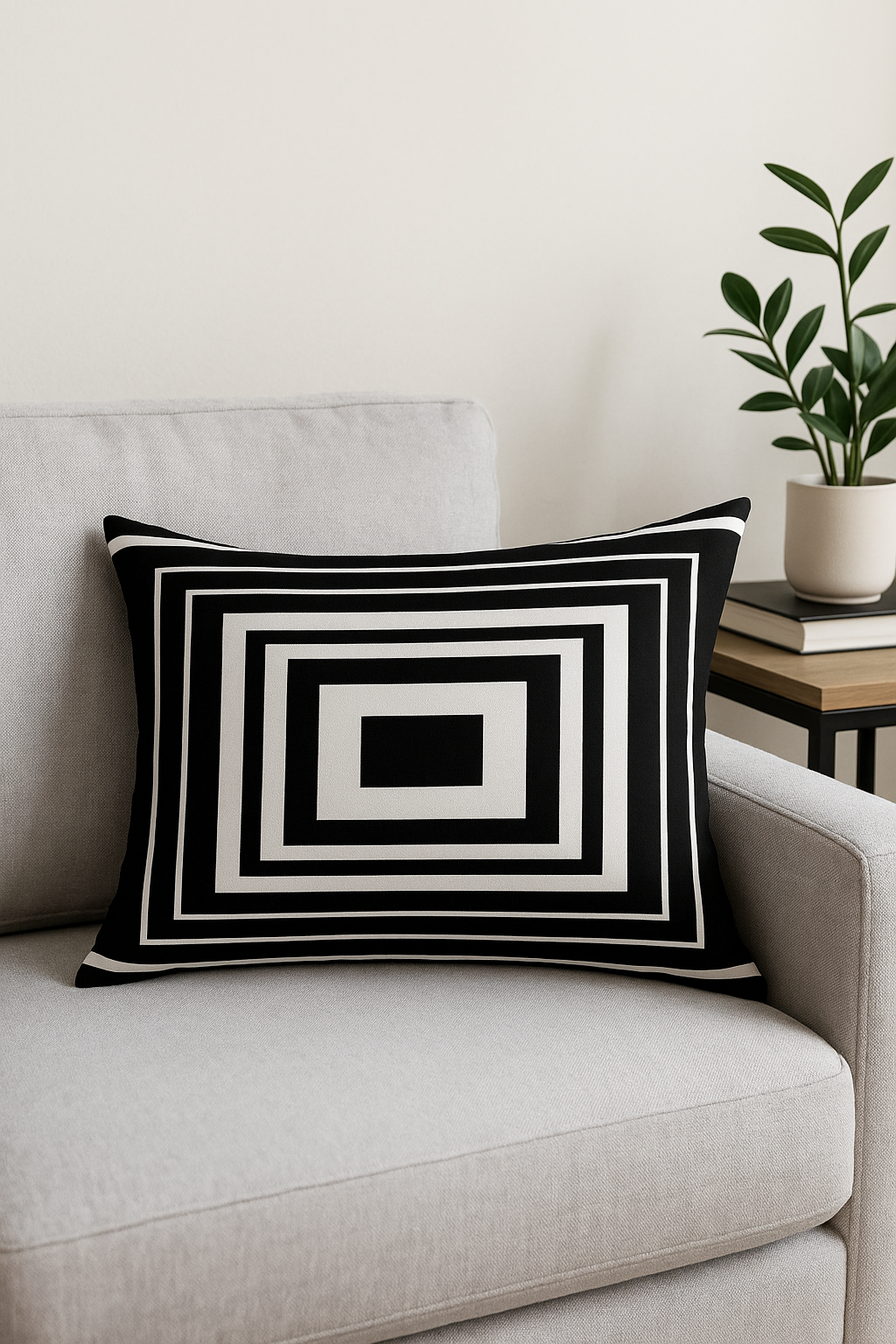 Black and White Marble Geometric Lumbar Pillow Cover, Design 2 - view 2
