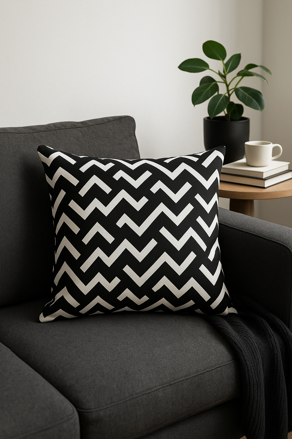 Black and White Geometric Throw Pillow Cover, Style Two - view 2