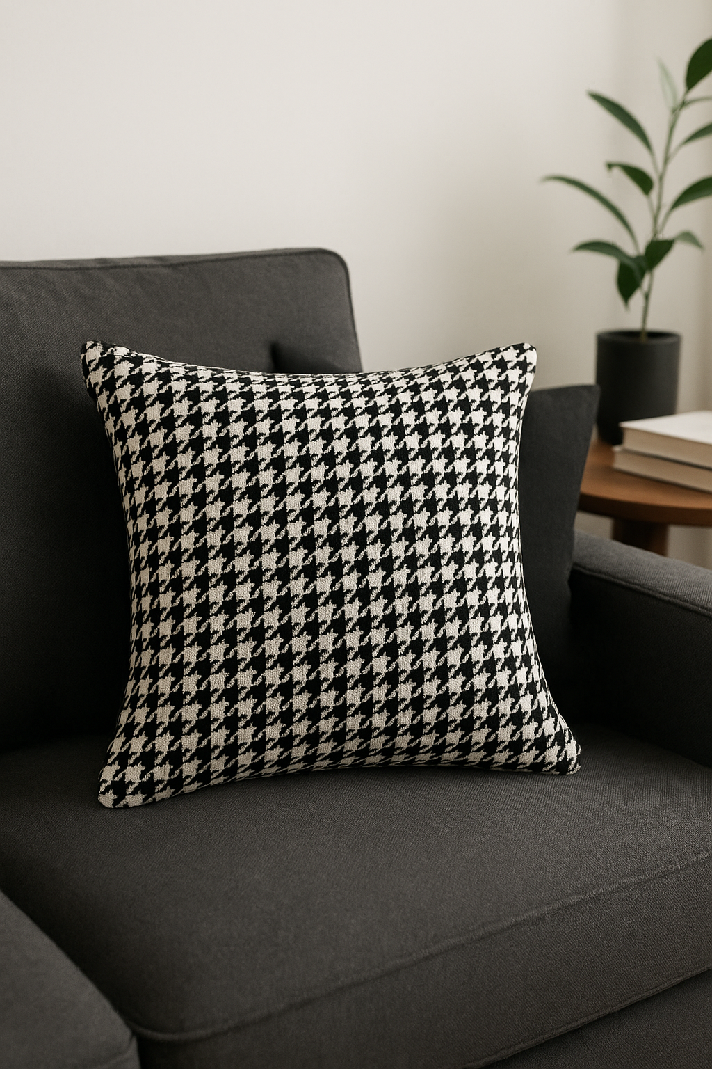 Nordic-Style Black and White Geometric Throw Pillow Cover - view 2