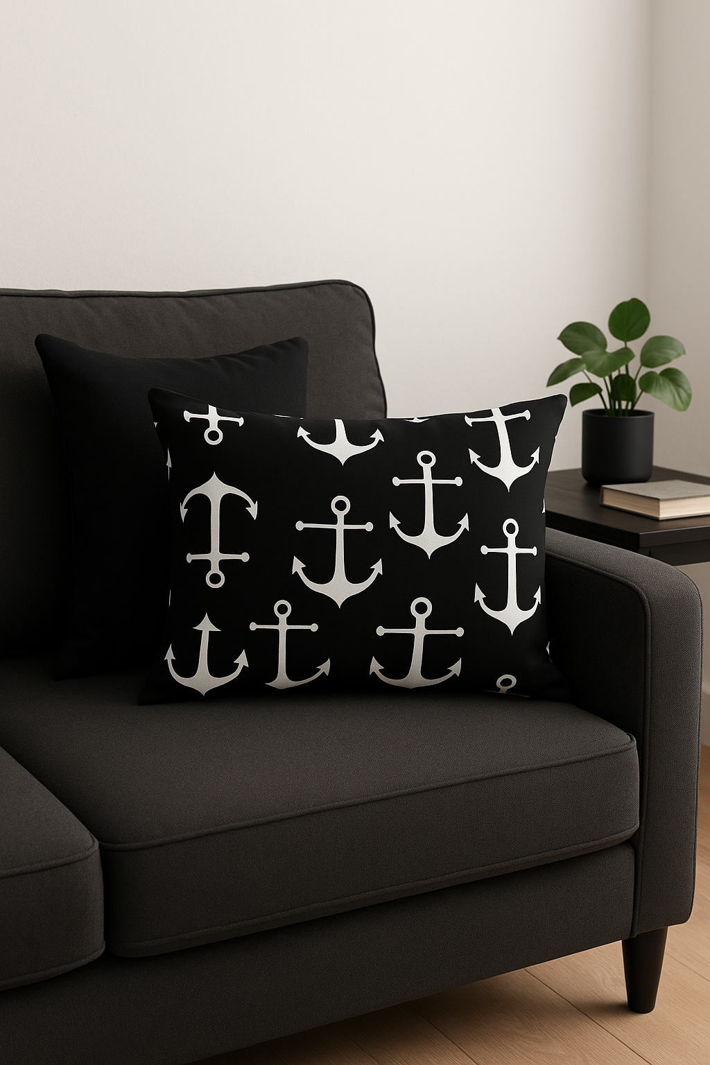 Clean-lined Black and White Geometric Throw Pillow Cover - view 2