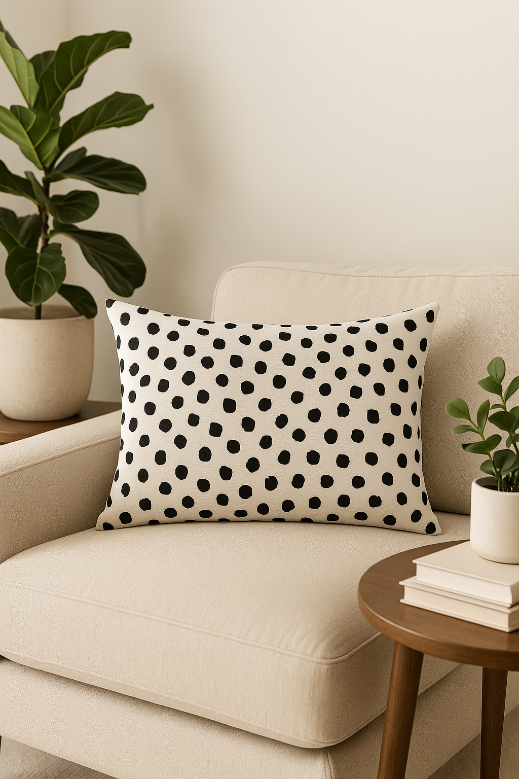 Structured Black and White Geometric Throw Pillow Cover - view 2