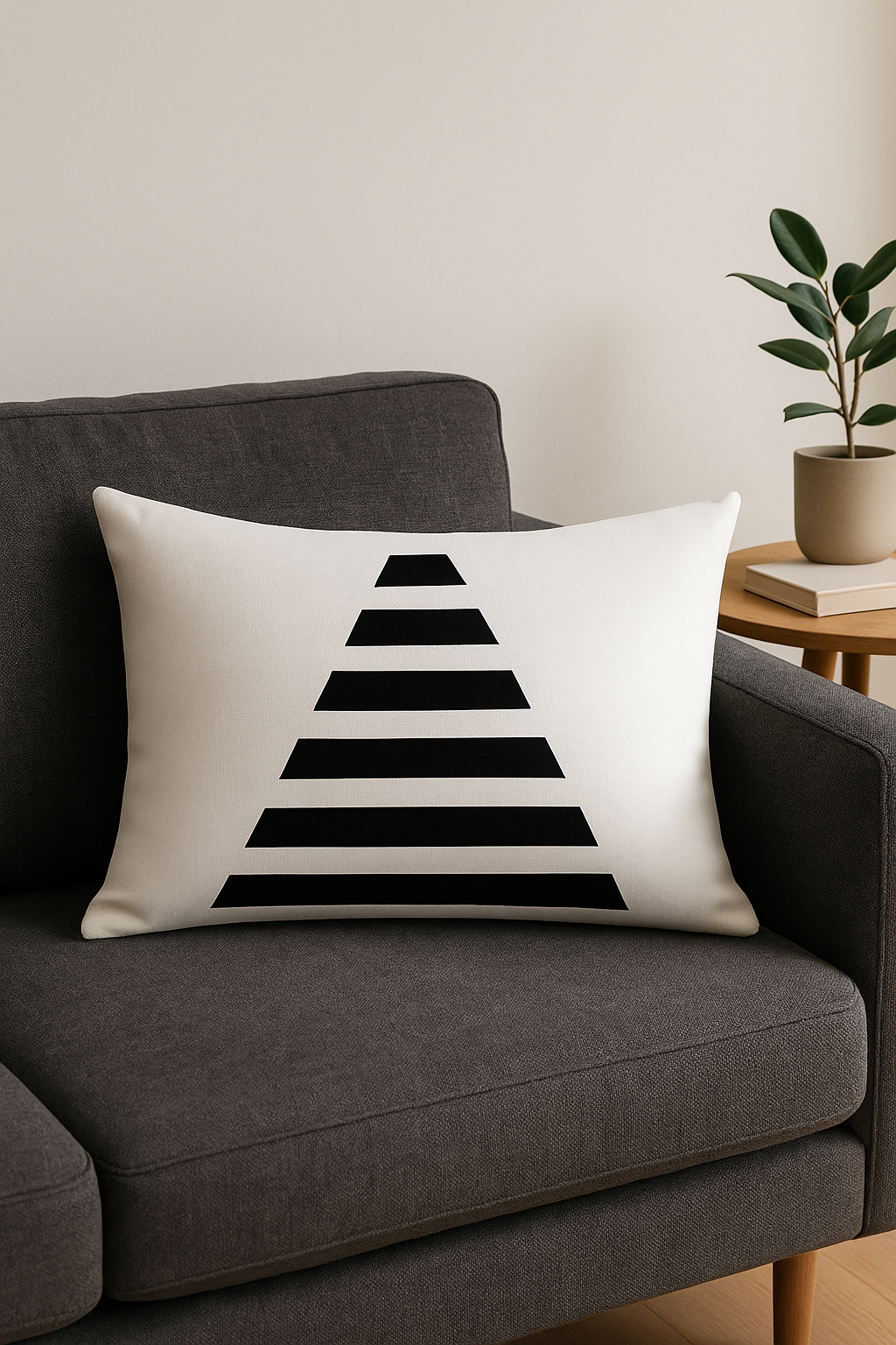 Timeless Black and White Geometric Throw Pillow Cover - view 2