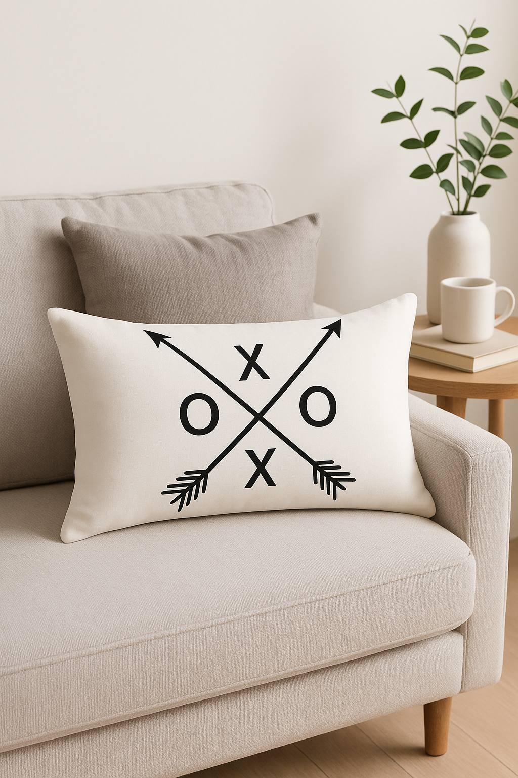 Graphical Black and White Geometric Throw Pillow Cover - view 2
