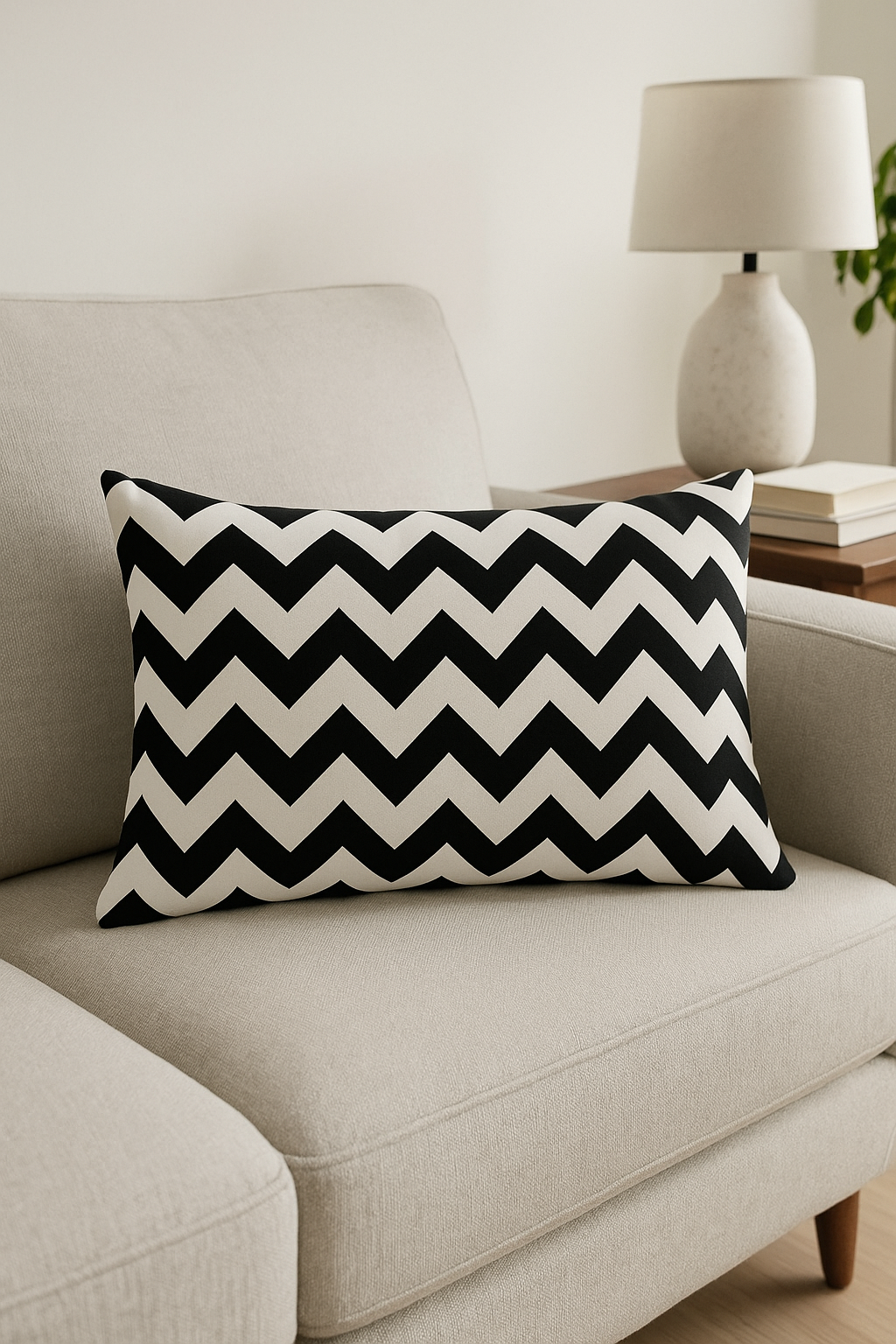Graphic Black and White Geometric Throw Pillow Cover - view 2