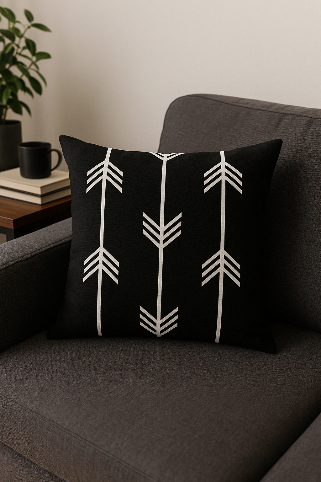 Black and White Geometric Throw Pillow Cover, Interior, Style Three - view 2