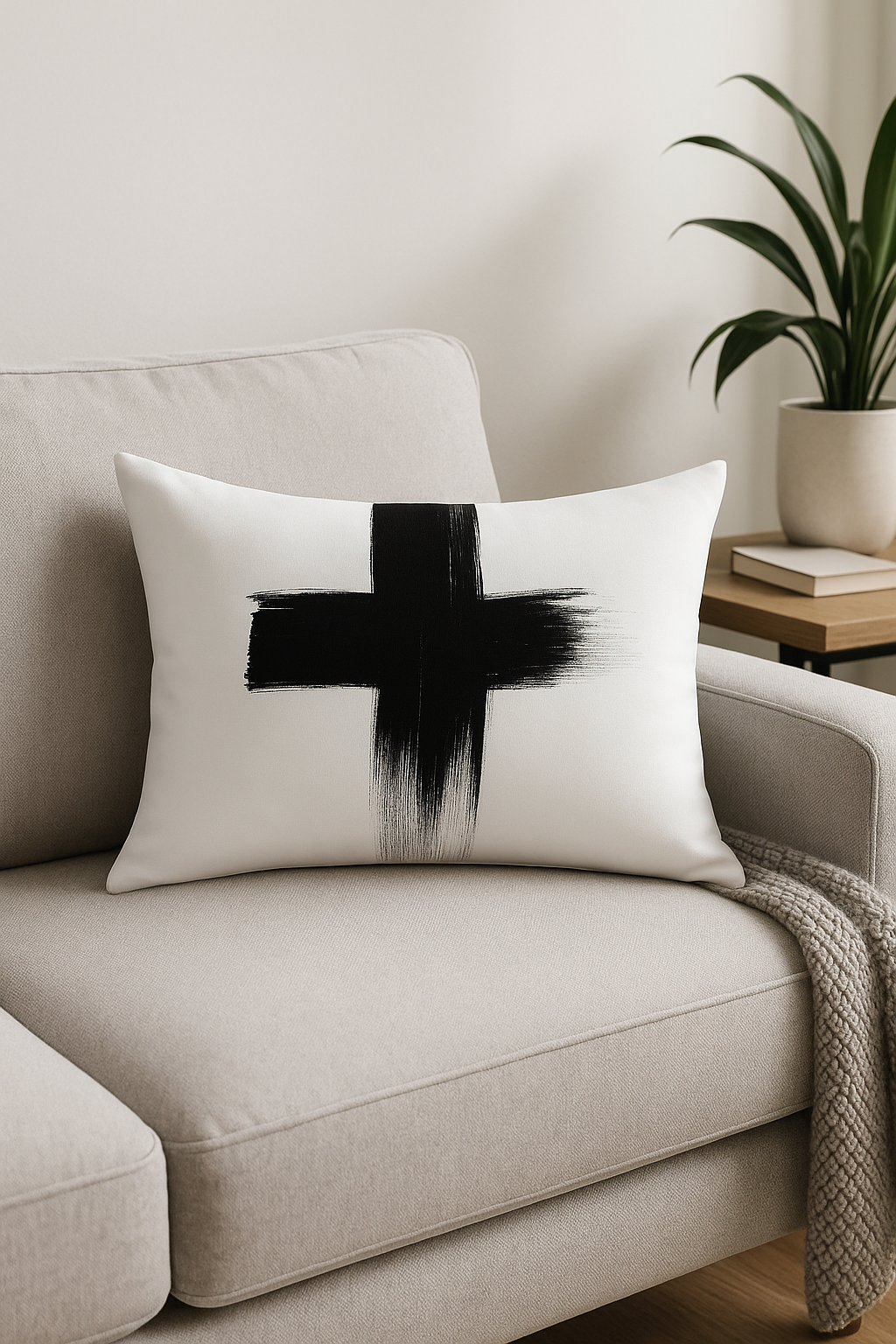 Black and White Geometric Throw Pillow Cover for Interiors - view 2