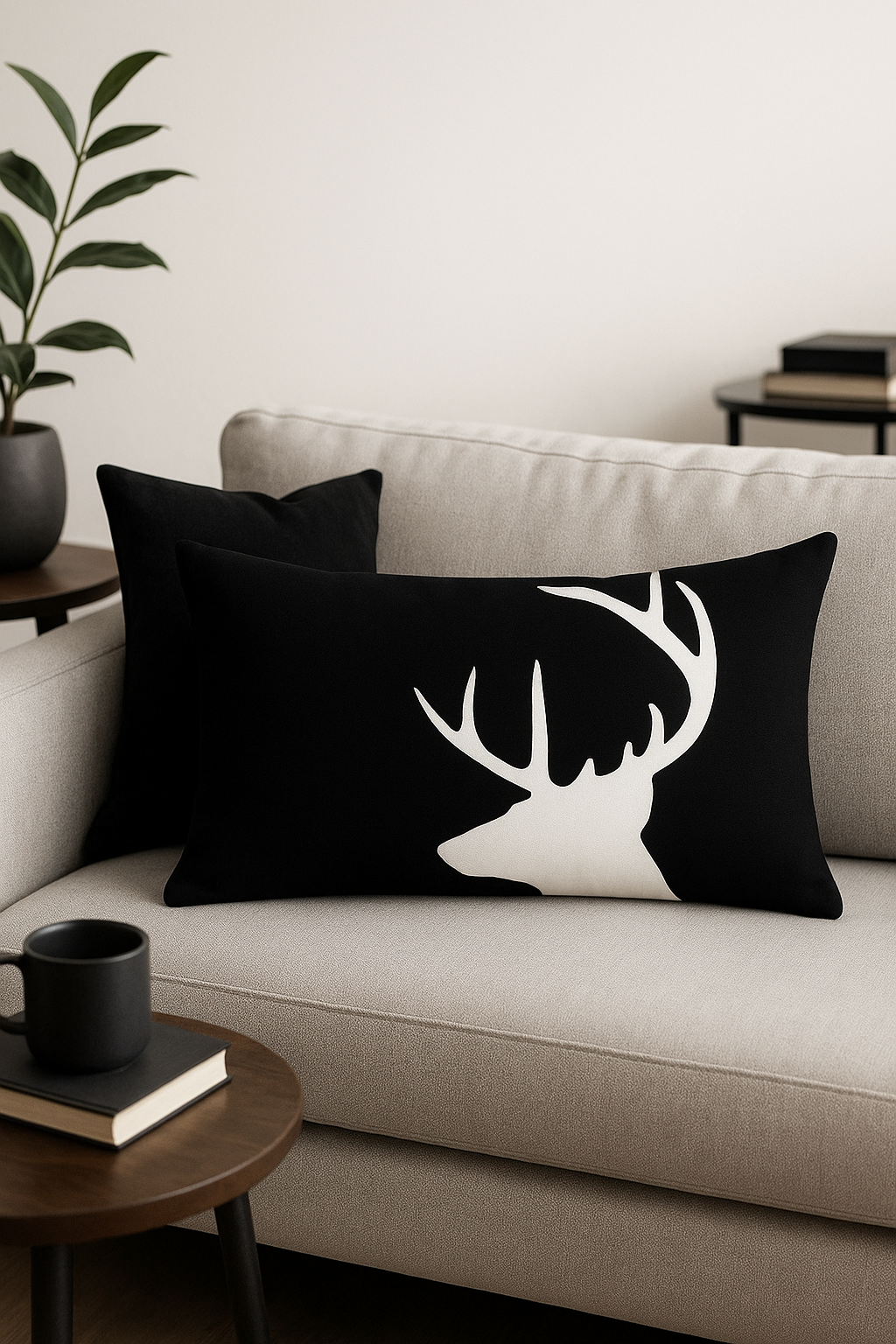 Black and White Geometric Throw Pillow Cover, Industrial Style - view 2