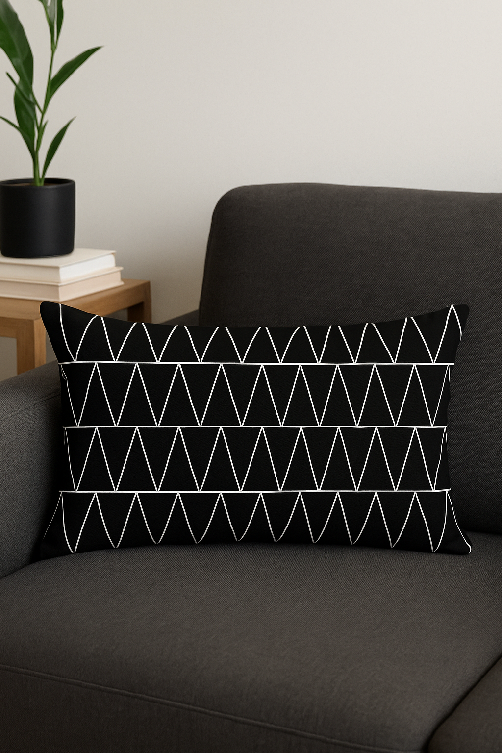 Black and Yellow Geometric Throw Pillow Cover, 30x50 cm, Bold Look - view 2