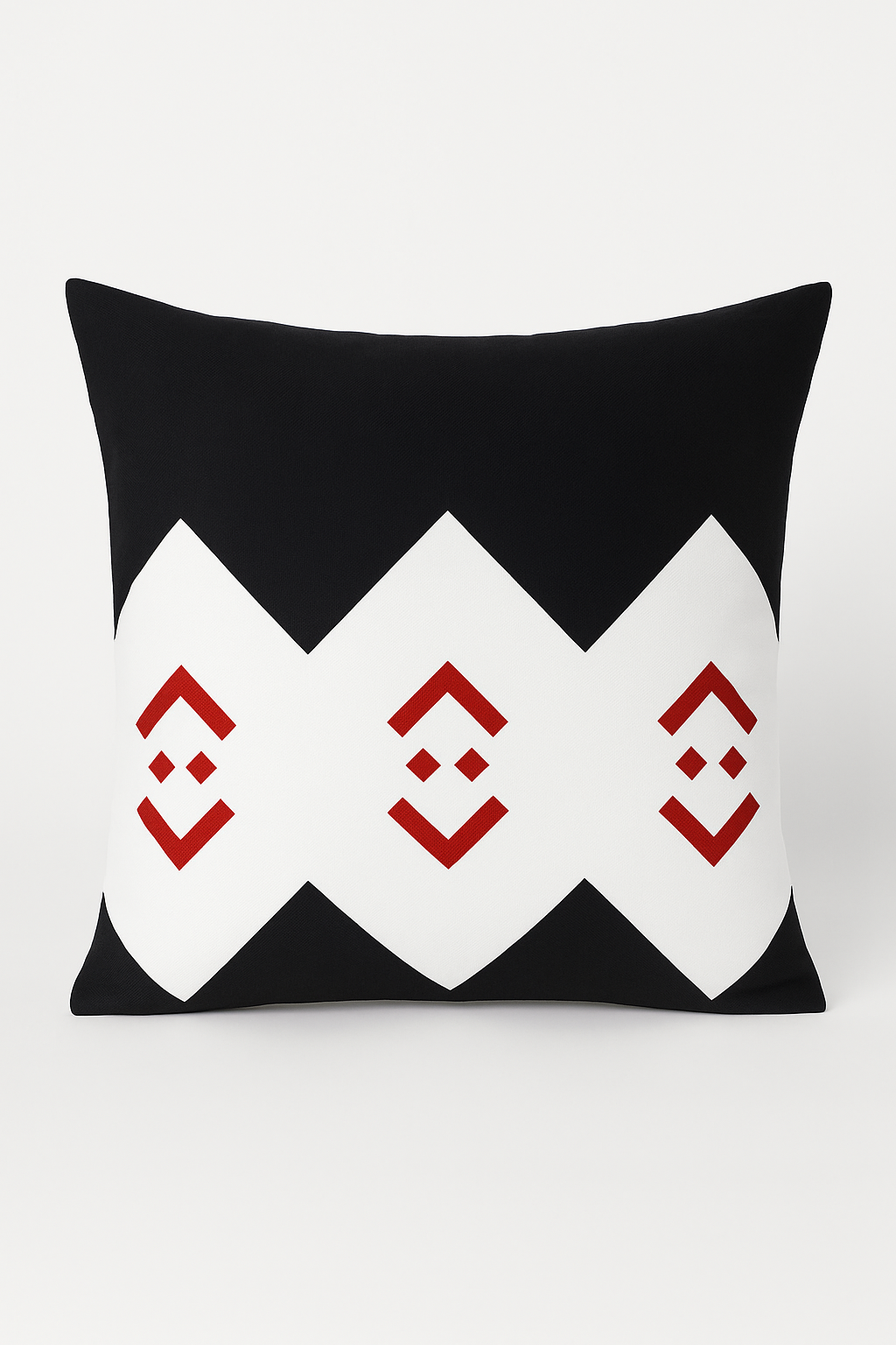 Black and Red Structured Geometric Throw Pillow Cover
