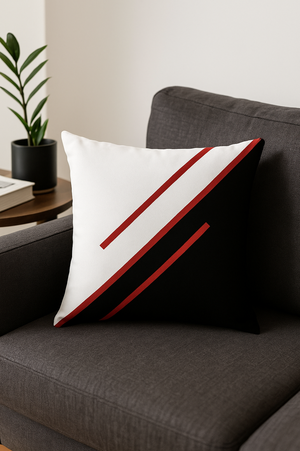 Black and Red Geometric Throw Pillow Cover for Bold Interiors - view 2