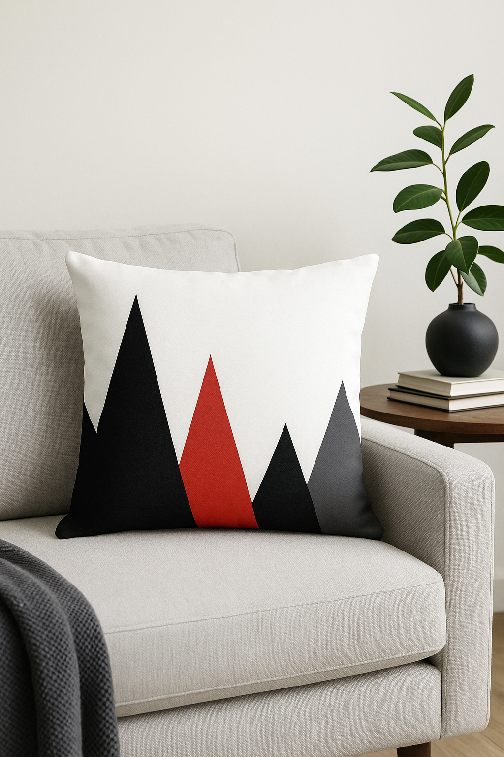 Black and Trendy Red Geometric Throw Pillow Cover, Style Two - view 2
