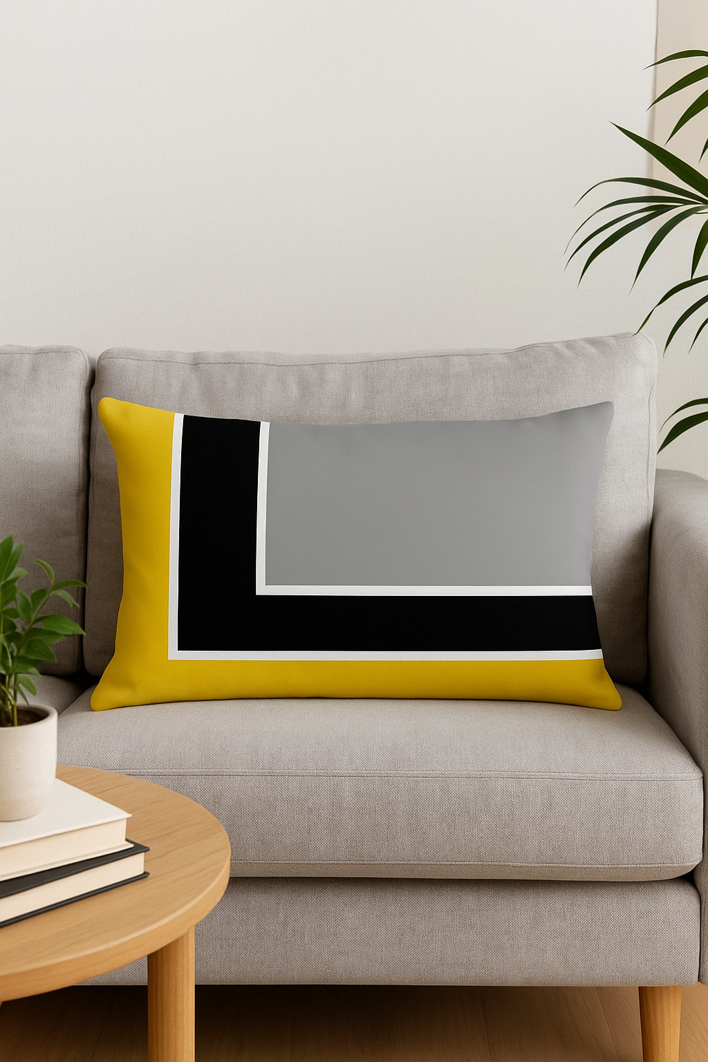 Subtle Yellow and Red Nordic Throw Pillow Cover 30x50cm - view 2