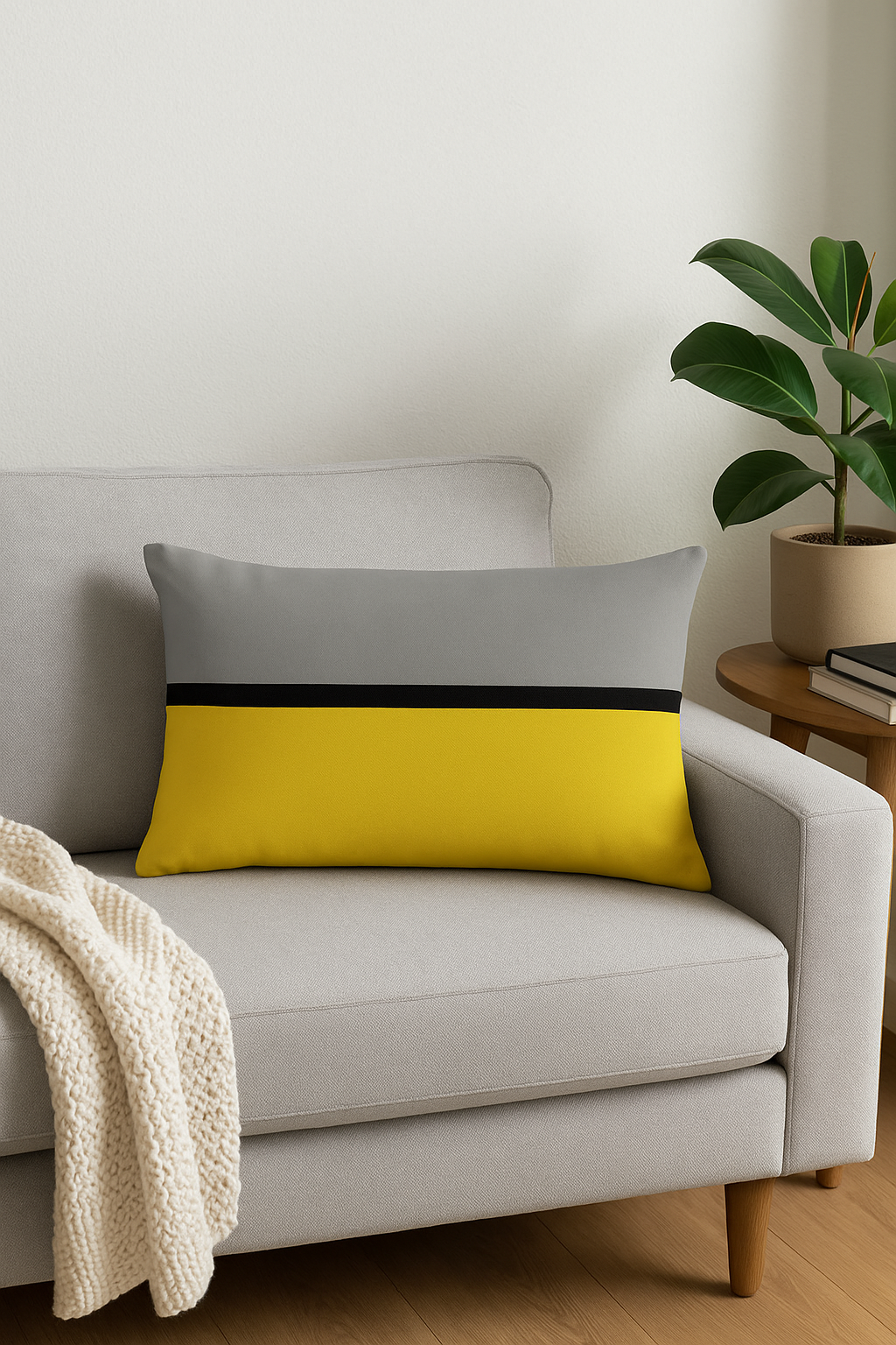 Nordic geometric throw pillow cover yellow and red 30x50 cm - view 2