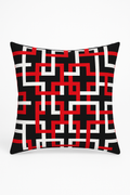 Red and black geometric throw pillow cover for sofa