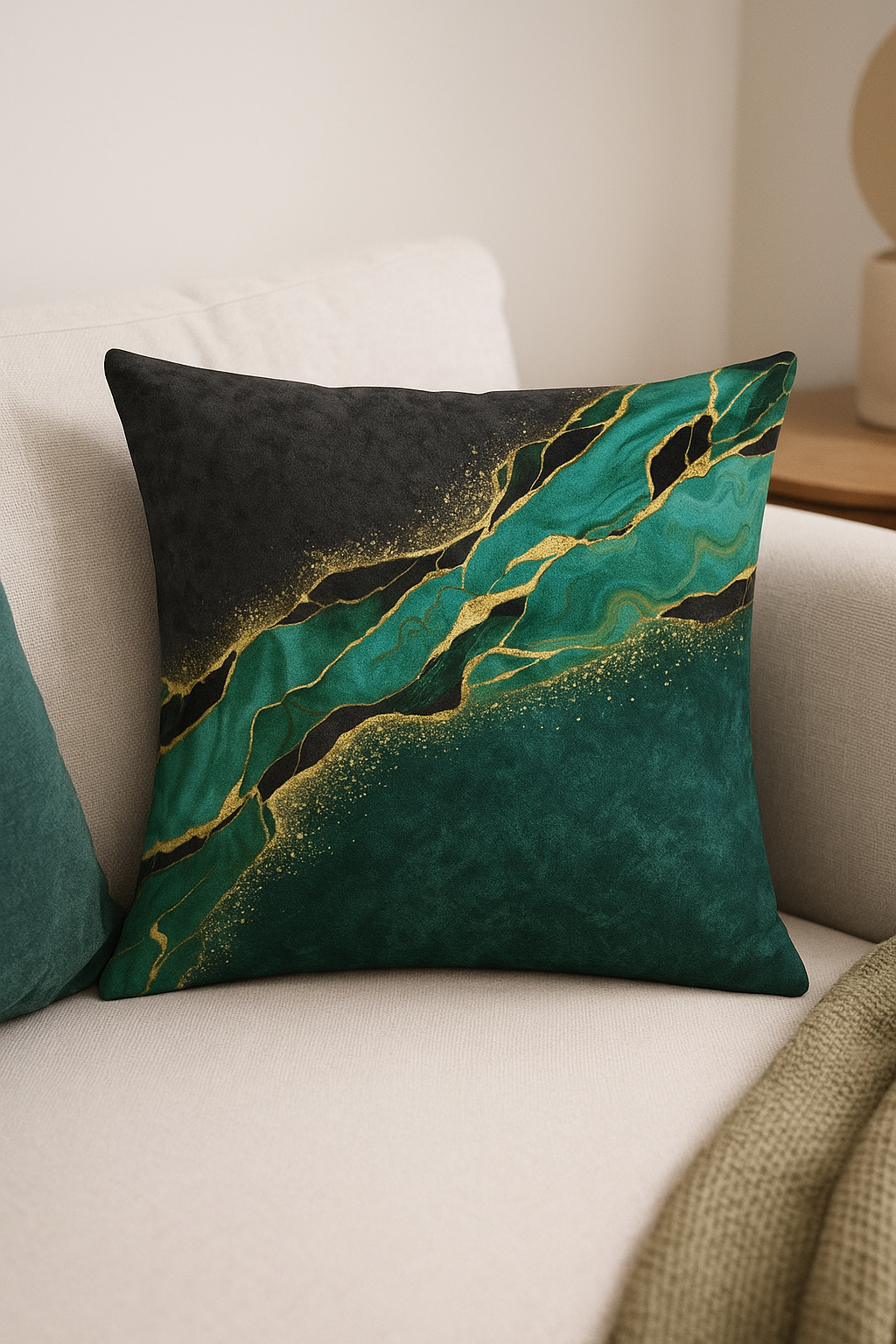 Geometric throw pillow cover ethnic style light gold luxury - view 2