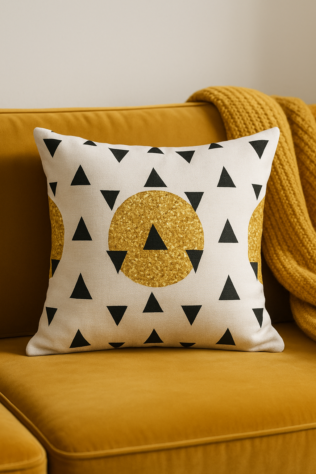 Refined Light Gold Retro Ethnic Geometric Throw Pillow Cover - view 2