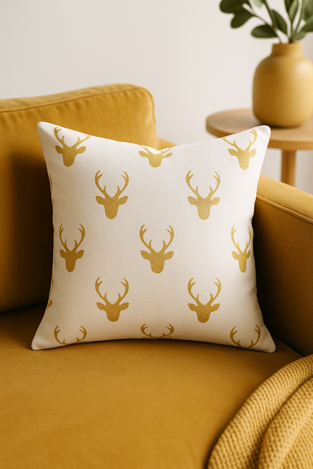 Eclectic Light Gold Retro Ethnic Geometric Throw Pillow Cover - view 2