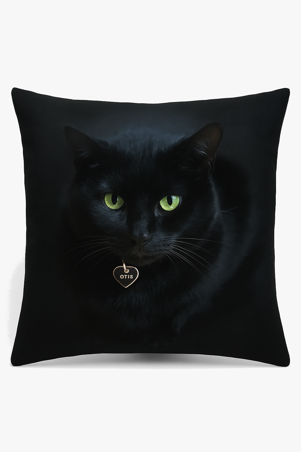 Printed throw pillow cover with an elegant black cat