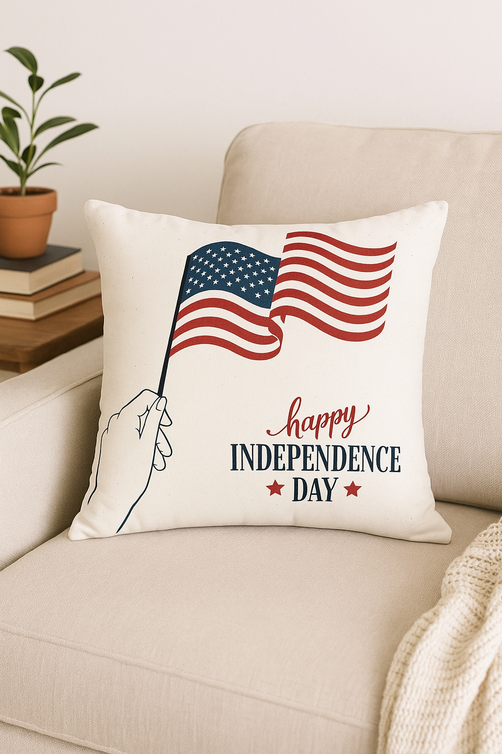 Patriotic Accent Love USA Throw Pillow Cover - view 2