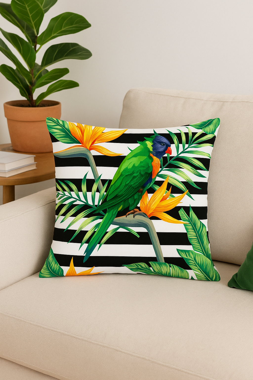 Throw pillow cover printed tropical parrot pattern for sofa - view 2