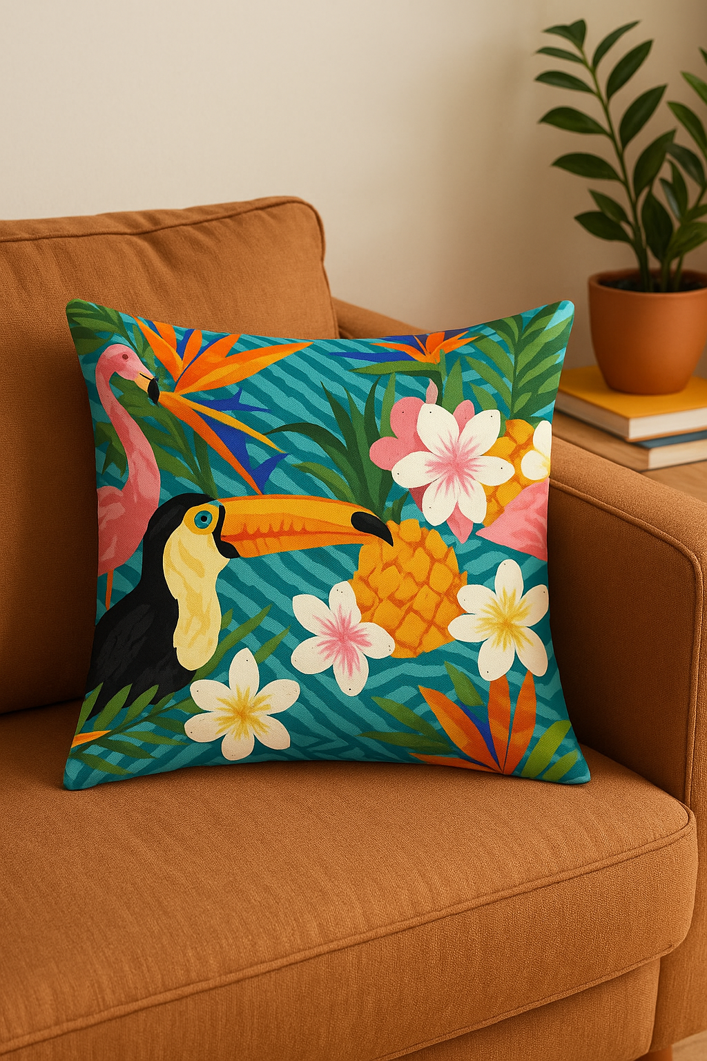 Tropical style Parrot printed throw pillow cover for sofa - view 2