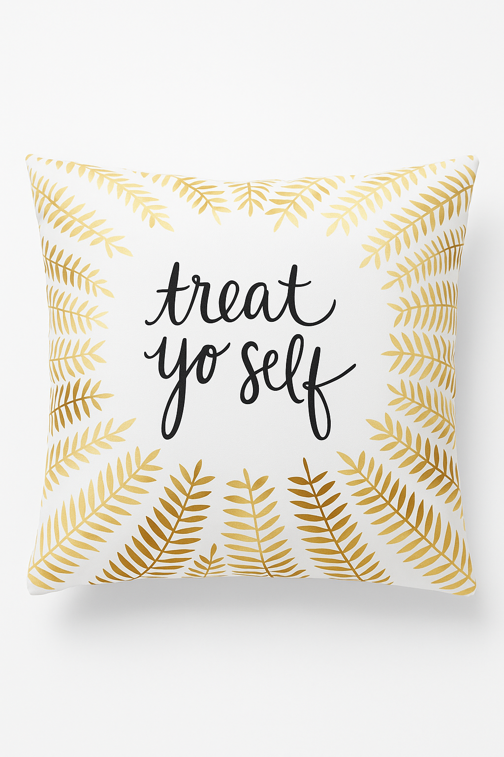 Modern throw pillow cover with geometric pattern of leaves