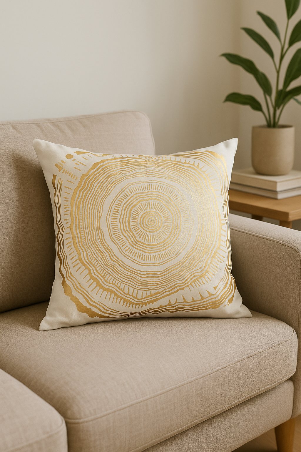 Modern Throw Pillow Cover with Graphic Geometric Leaf Print - view 2