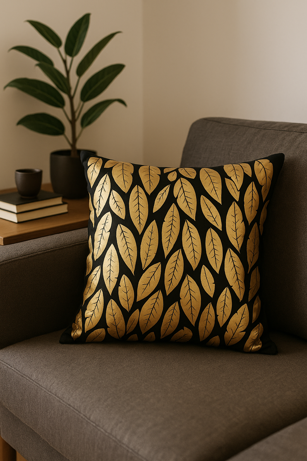 Lively Modern Geometric Green Leaves Throw Pillow Cover - view 2