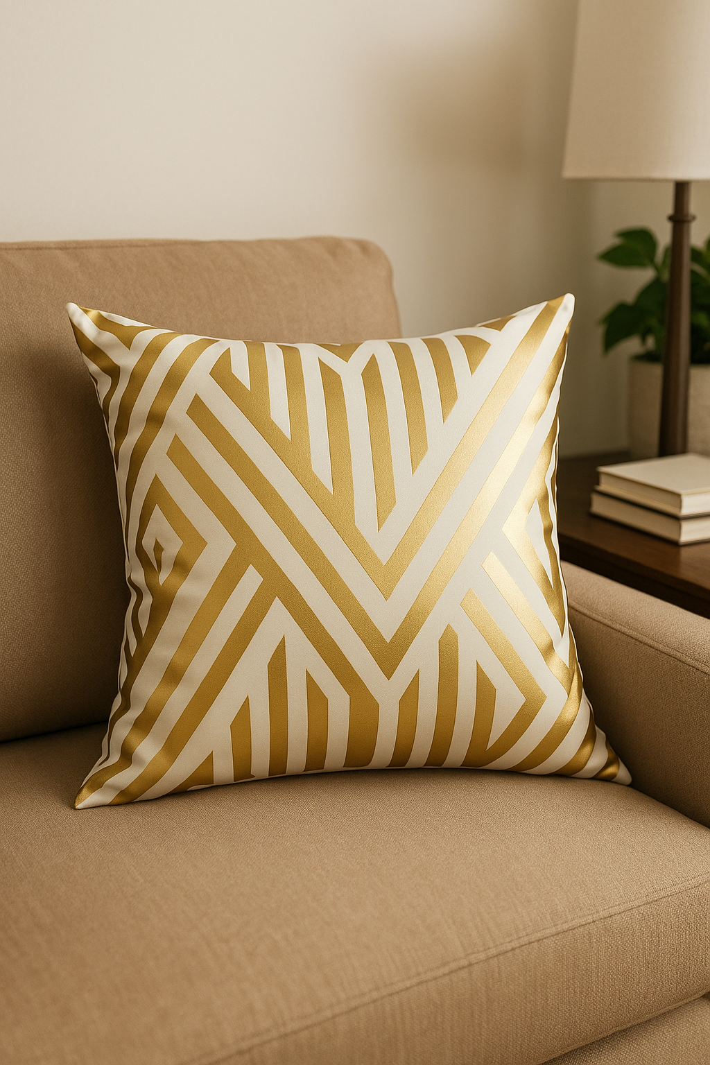 Stylized Modern Geometric Green Leaves Pillow Cover - view 2