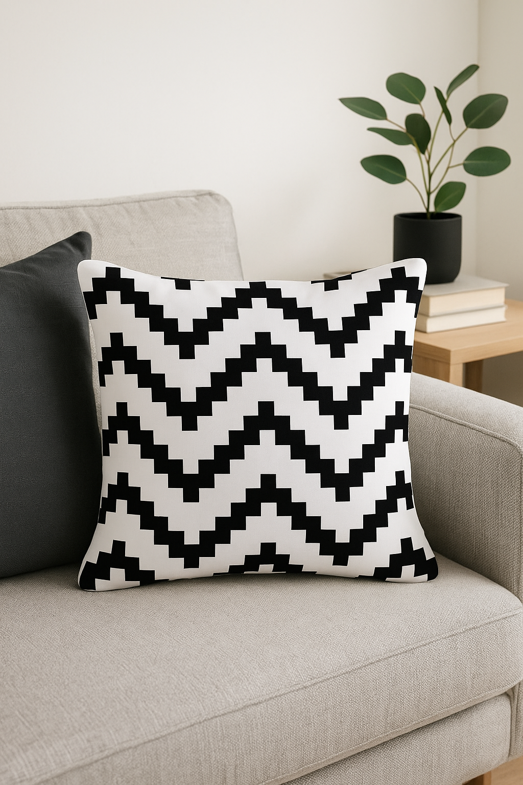 Black and White Geometric Throw Pillow Cover for Minimalist Interiors - view 2