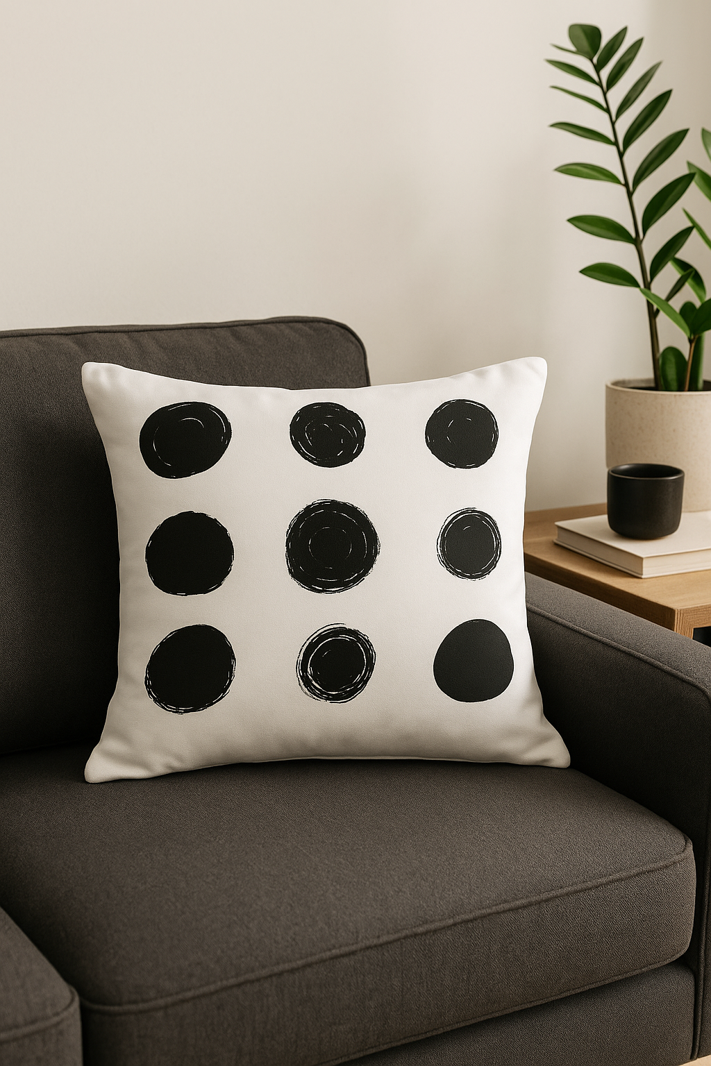 Black and White Geometric Throw Pillow Cover with Focal Point Print - view 2