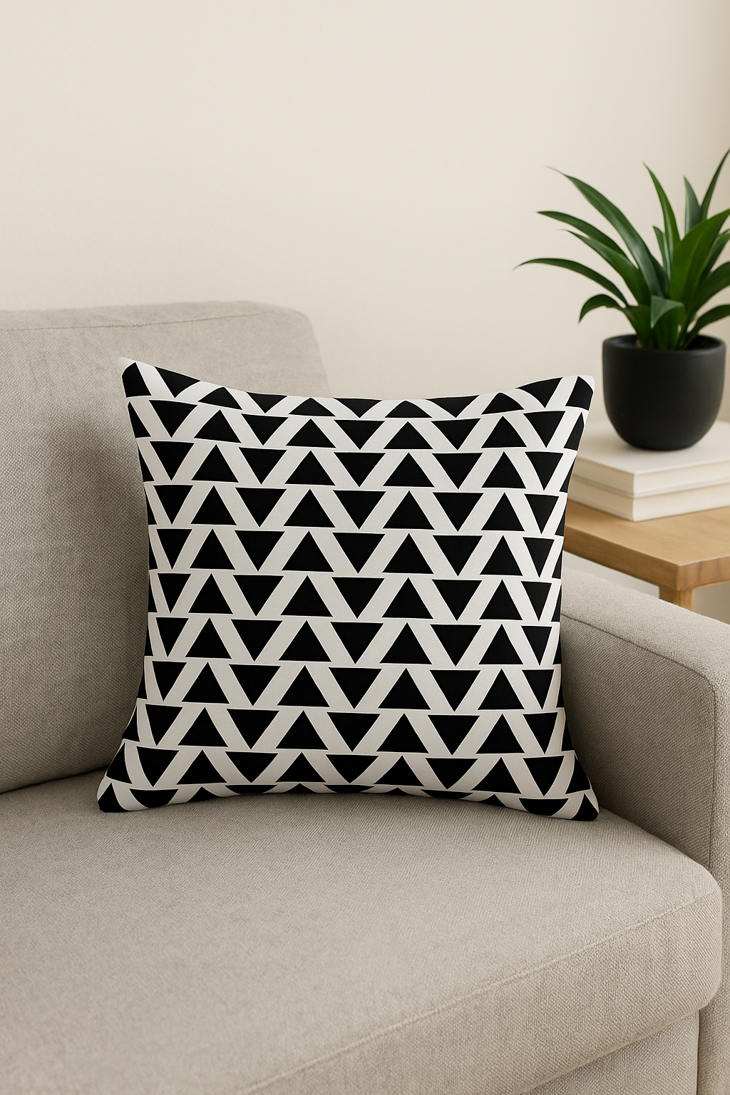 Graphic Modern Black and White Geometric Throw Pillow Cover - view 2