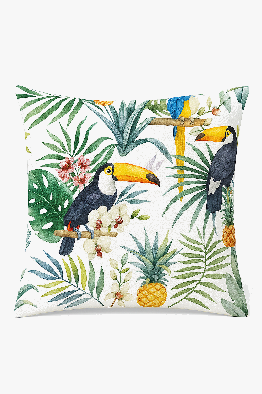 Throw pillow cover cactus pattern and tropical summer plants
