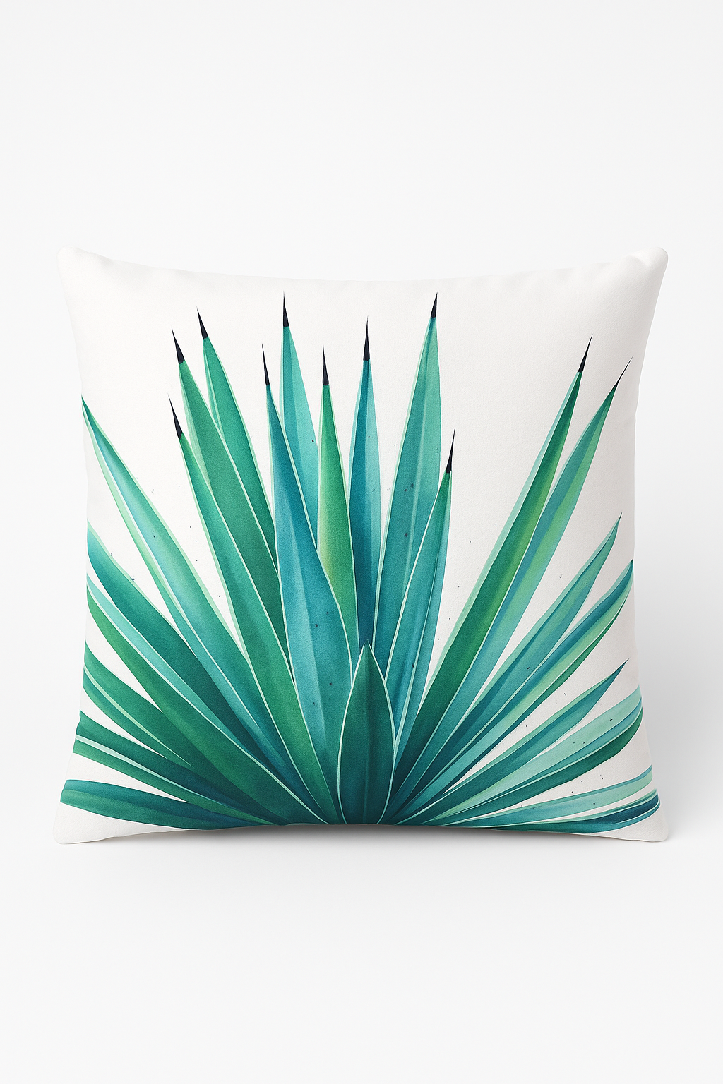 Throw pillow cover cactus pattern and green tropical plants
