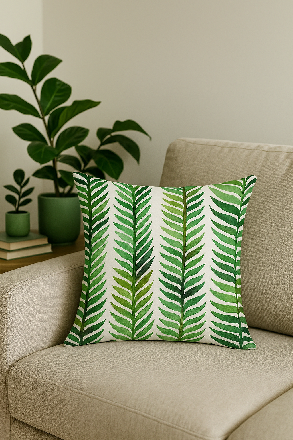 Lively Green Palm & Cactus Throw Pillow Cover - view 2