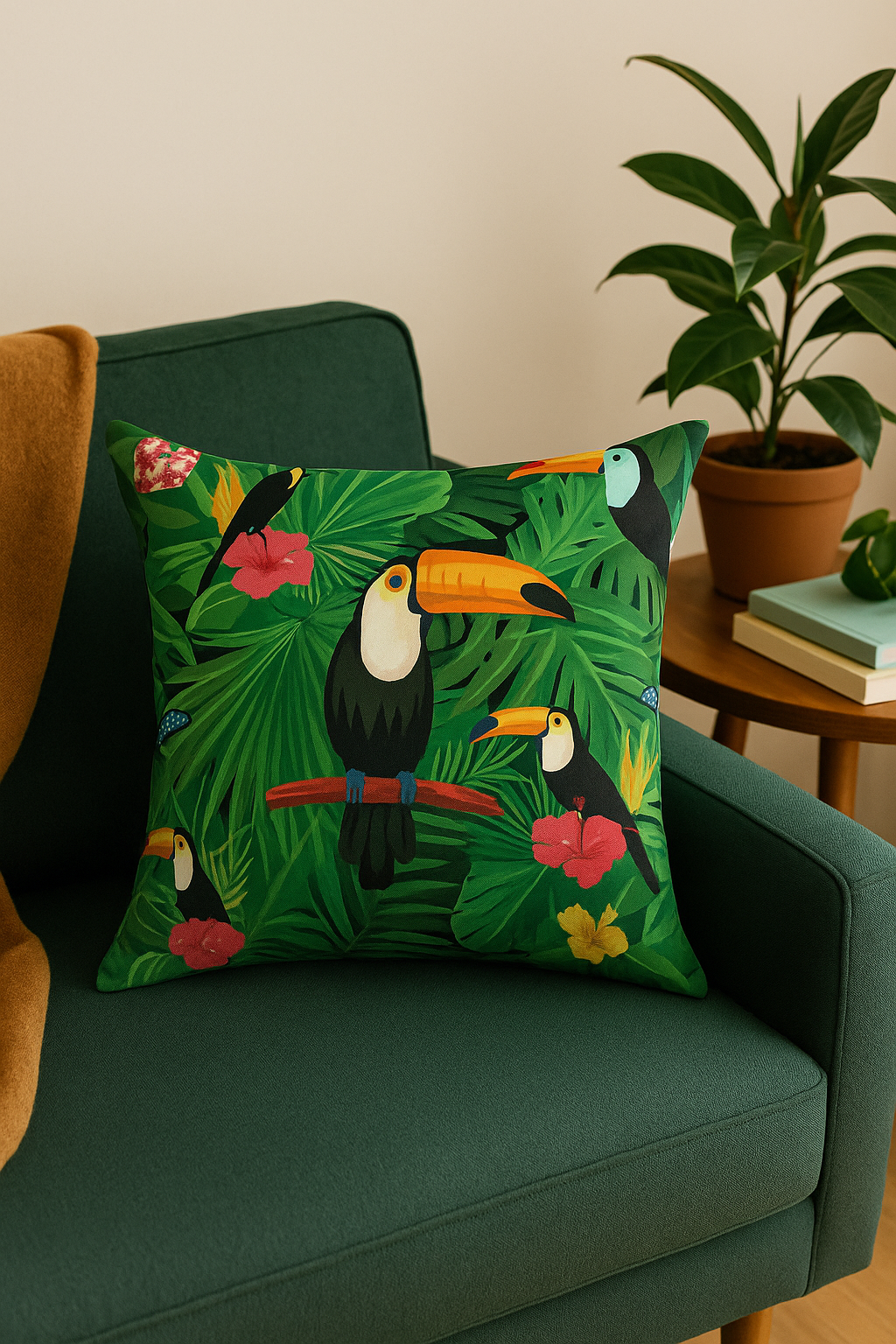 Soothing Natural Cactus & Monstera Throw Pillow Cover - view 2