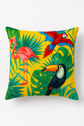 Bright Green Cactus & Monstera Throw Pillow Cover