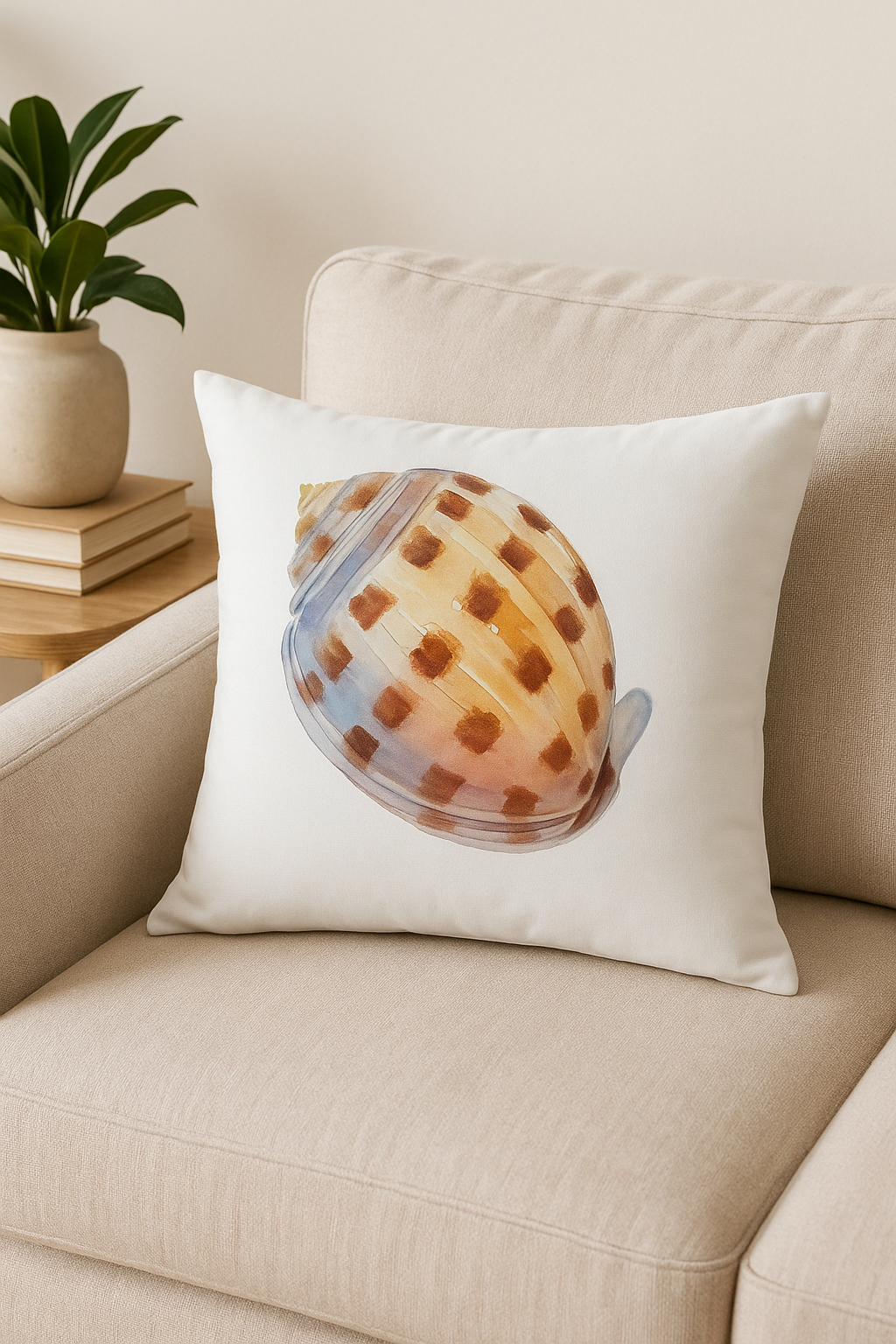 Conch Seashell Print Throw Pillow Cover, Design 2 - view 2