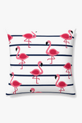 Throw pillow cover pink flaming pattern for a tropical style