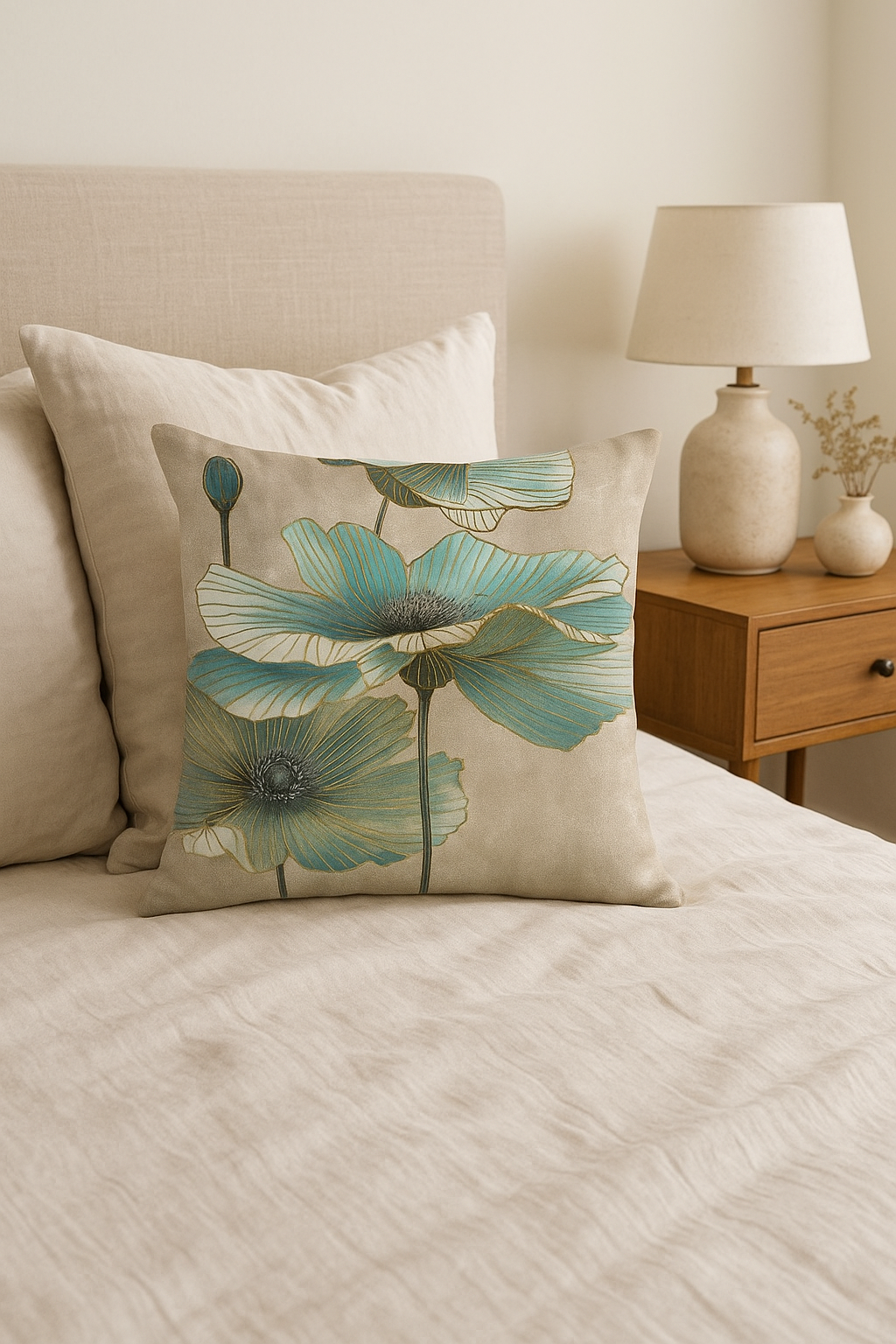 Contemporary Ginkgo Floral Throw Pillow Cover - view 2