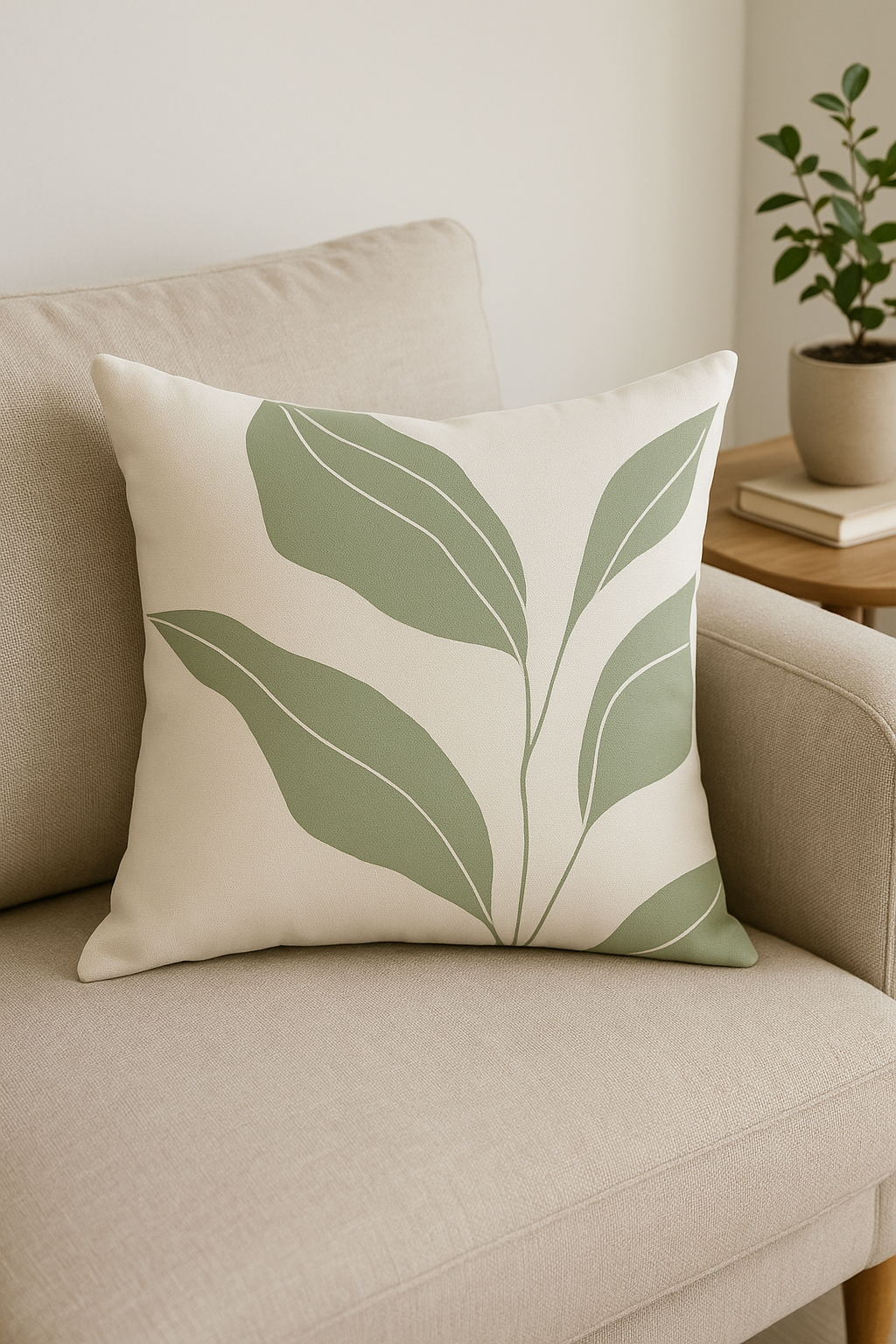 Green Abstract Floral Throw Pillow Cover, Design 2 - view 2