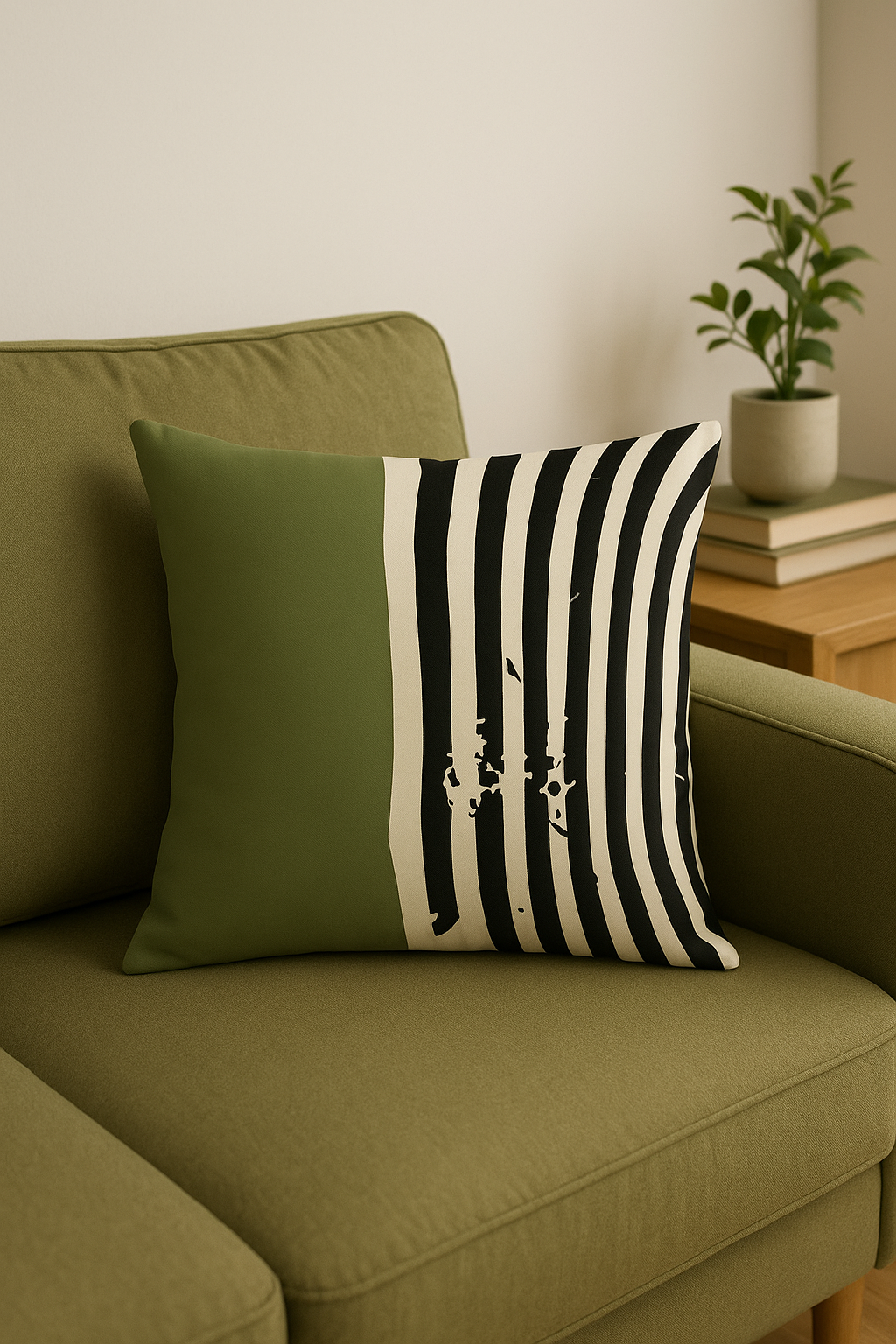 Green Abstract Floral Throw Pillow Cover, Design 1 - view 2