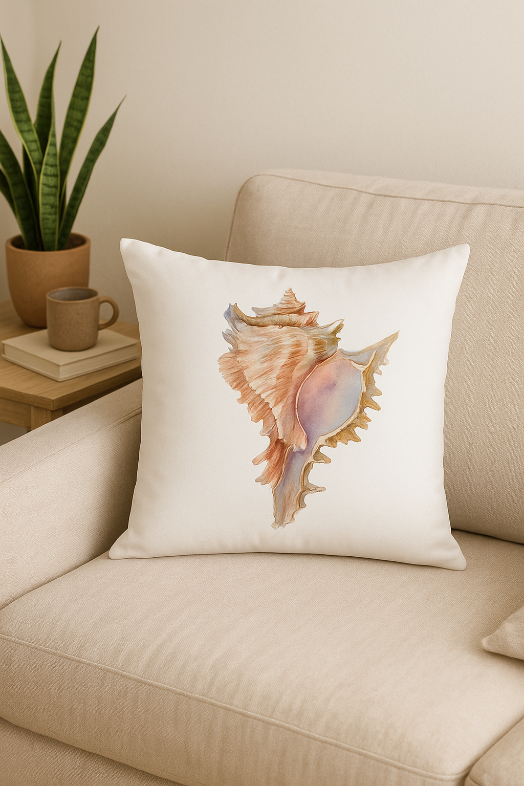 Throw pillow cover seashell pattern and conch - view 2