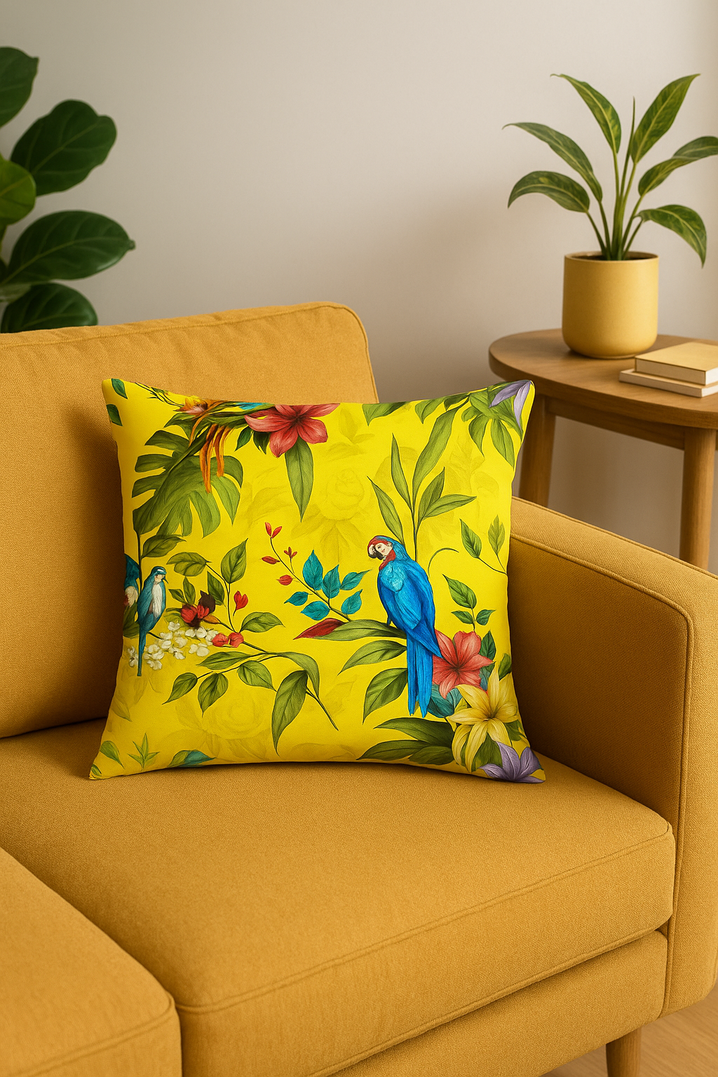 Tropical Parrot Print Throw Pillow Cover for Sofa, Design 3 - view 2