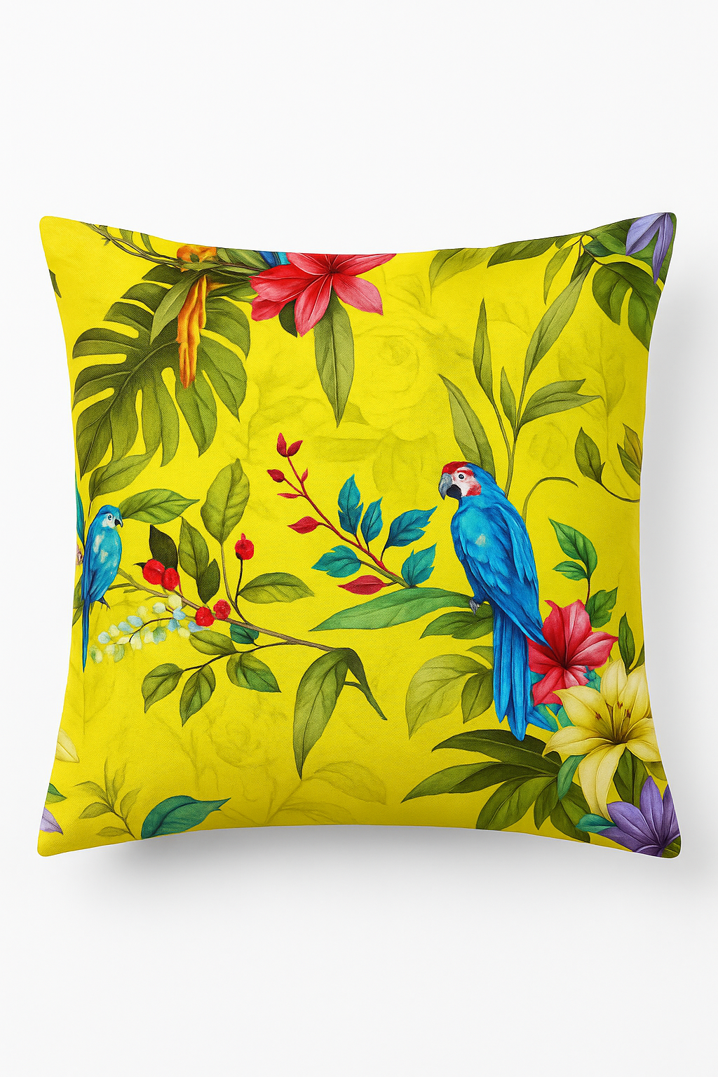 Tropical Parrot Print Throw Pillow Cover for Sofa, Design 3