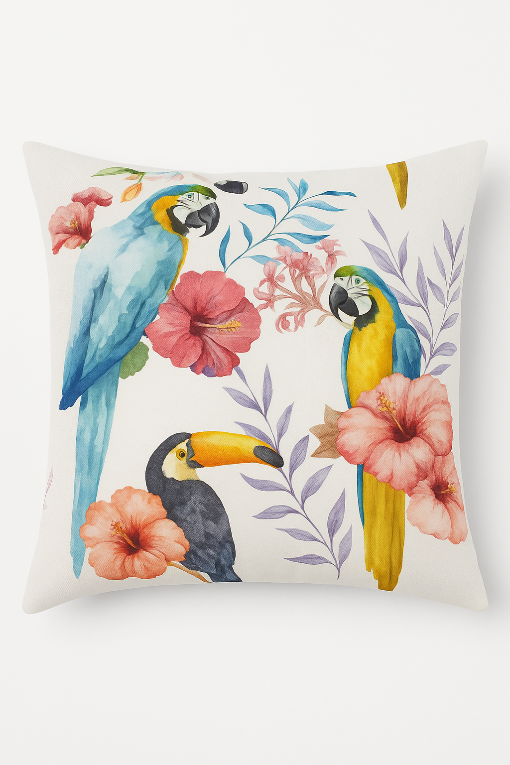 Tropical Parrot Print Throw Pillow Cover for Sofa, Design 2