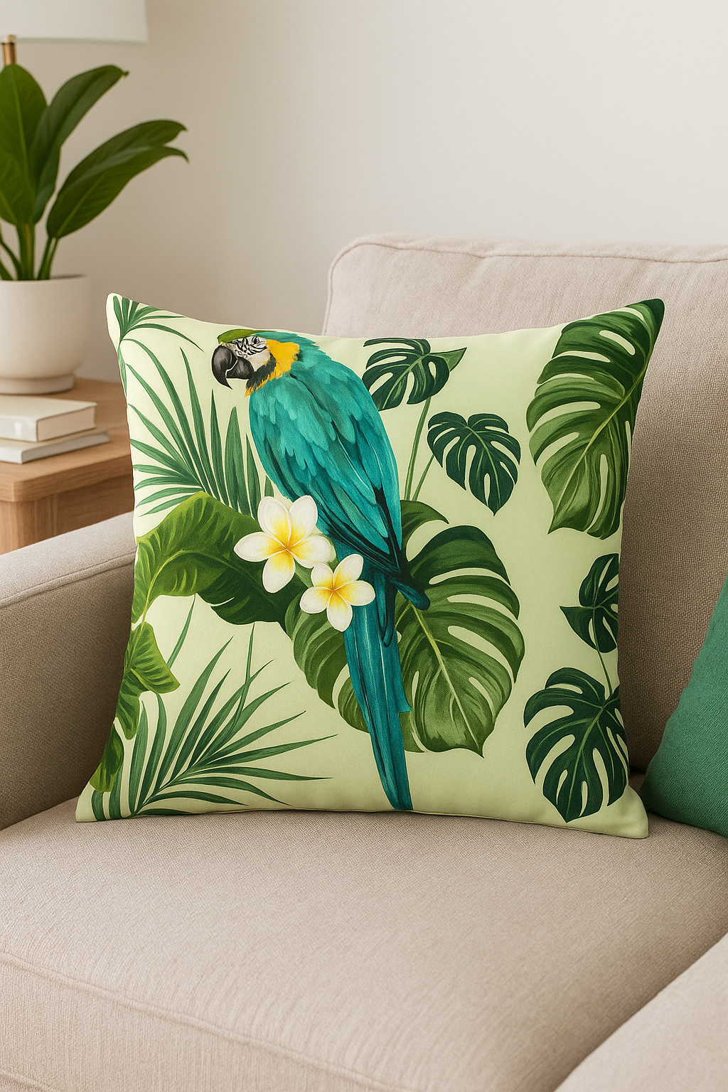 Tropical Parrot Throw Pillow Cover for Living Room, Chic Escape - view 2