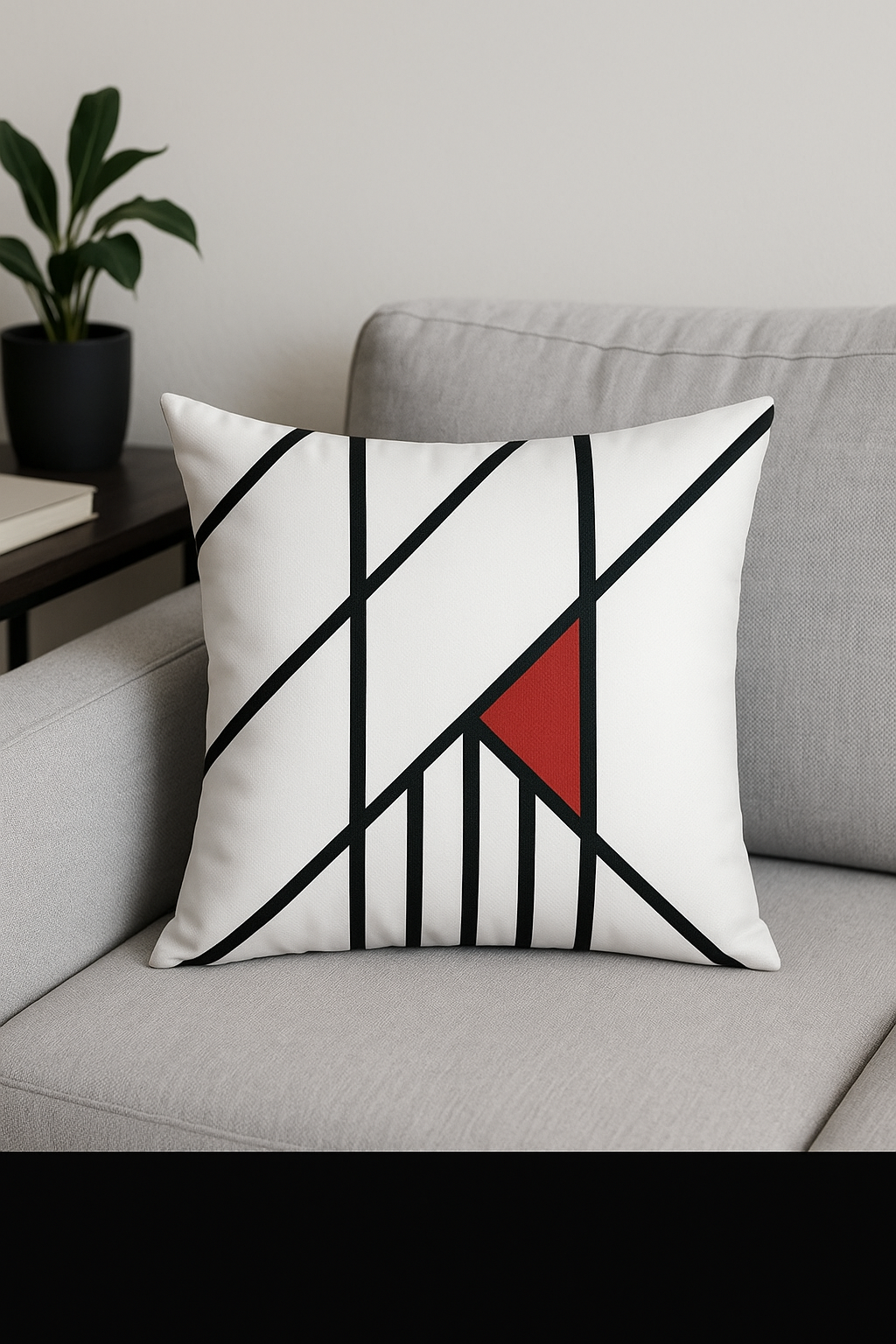 Black and red throw pillow cover elegant geometric pattern - view 2